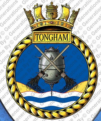 Coat of arms (crest) of the HMS Tongham, Royal Navy