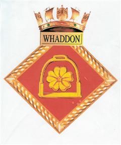 Coat of arms (crest) of the HMS Whaddon, Royal Navy