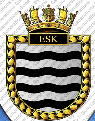 Coat of arms (crest) of the HMS Esk, Royal Navy