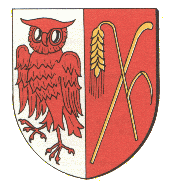 alt-Blason de Roggenhouse / Arms of Roggenhouse]] Official blazon French Parti: au 1er d'argent au hibou de gueules allumé du champ, au 2e de gueules à l'épi de blé d'or, tigé et feuillé d'or, posé en bande, l'épi recourbé en pal vers la pointe, passé en sautoir avec une houlette du même. English No blazon/translation known. Please click here to send your (heraldic !) blazon or translation Origin/meaning The owl is derived from the arms of the Herwart family who were Lords of Roggenhouse for a long time. The stalks of rye (Roggen in German) is a canting element. The arms on a cover (1987) Contact and Support Facebook Instagram Donate with Paypal Donate with WhyDonate eBay shop Rare heraldic book downloads Partners: Webaldic heraldic identifying programme Nederlands Genootschap voor Heraldiek Armorial de France Homunculus / Heraldicum Disputationes De Raaf heraldic design Your logo here ? Contact us © since 1995, Heraldry of the World, Ralf Hartemink Index of the site Literature : Image taken from <a href=http://cdhf.telmat-net.fr/villages>here