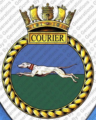 Coat of arms (crest) of the HMS Courier, Royal Navy