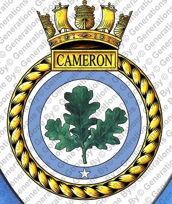 Coat of arms (crest) of the HMS Cameron, Royal Navy