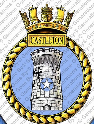 Coat of arms (crest) of the HMS Castleton, Royal Navy