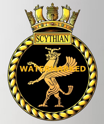 Coat of arms (crest) of the HMS Scythian, Royal Navy