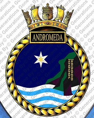 Coat of arms (crest) of the HMS Andromeda, Royal Navy