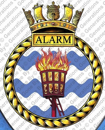 Coat of arms (crest) of the HMS Alarm, Royal Navy