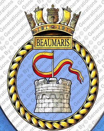 Coat of arms (crest) of the HMS Beaumaris, Royal Navy