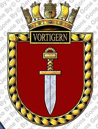 Coat of arms (crest) of the HMS Vortigern, Royal Navy