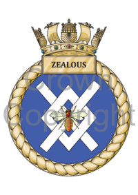 Coat of arms (crest) of the HMS Zealous, Royal Navy