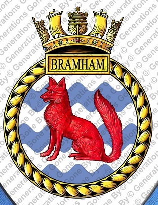Coat of arms (crest) of the HMS Bramham, Royal Navy