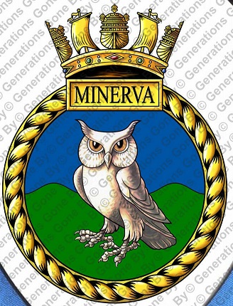 Coat of arms (crest) of the HMS Minerva, Royal Navy