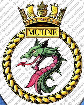 Coat of arms (crest) of the HMS Mutine, Royal Navy