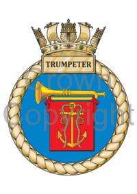 Coat of arms (crest) of the HMS Trumpeter, Royal Navy