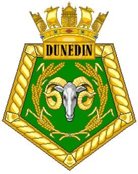 Coat of arms (crest) of the HMS Dunedin, Royal Navy
