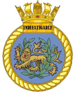 Coat of arms (crest) of the HMS Indefatigable, Royal Navy