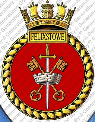 Coat of arms (crest) of the HMS Felixstowe, Royal Navy