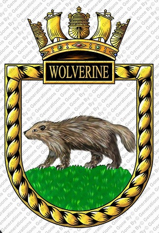 Coat of arms (crest) of the HMS Wolverine, Royal Navy