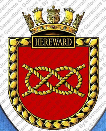 Coat of arms (crest) of the HMS Hereward, Royal Navy