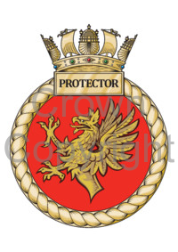 Coat of arms (crest) of the HMS Protector, Royal Navy