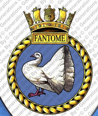 Coat of arms (crest) of the HMS Fantome, Royal Navy