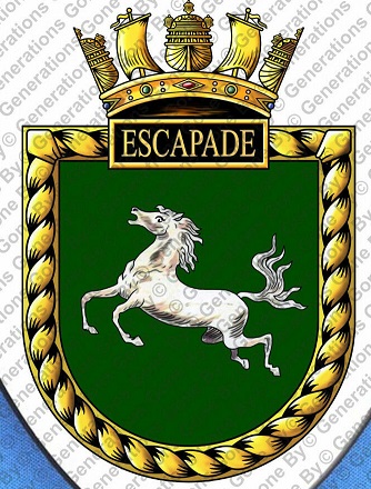 Coat of arms (crest) of the HMS Escapade, Royal Navy