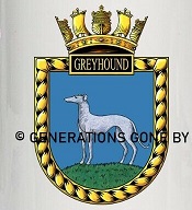 Coat of arms (crest) of the HMS Greyhound, Royal Navy