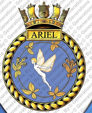 Coat of arms (crest) of the HMS Ariel, Royal Navy