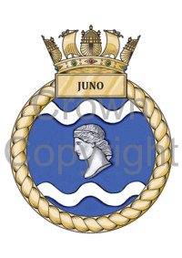 Coat of arms (crest) of the HMS Juno, Royal Navy