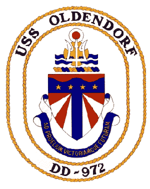 Coat of arms (crest) of the Destroyer USS Oldendorf (DD-972)