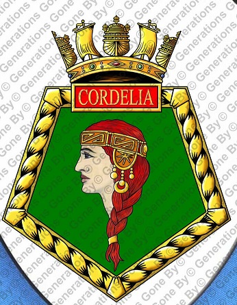 Coat of arms (crest) of the HMS Cordelia, Royal Navy
