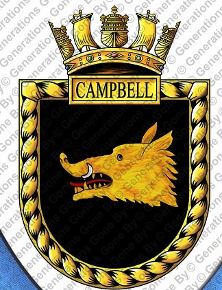 Coat of arms (crest) of the HMS Campbell, Royal Navy