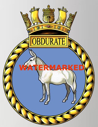 Coat of arms (crest) of the HMS Obdurate, Royal Navy