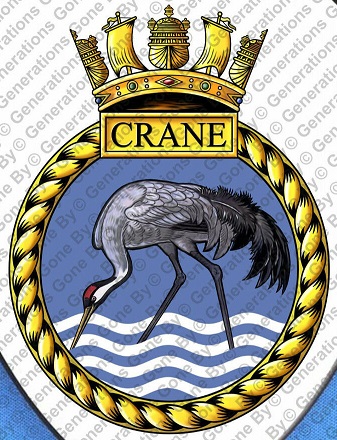 Coat of arms (crest) of the HMS Crane, Royal Navy