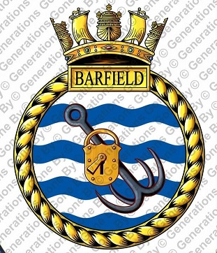 Coat of arms (crest) of the HMS Barfield, Royal Navy