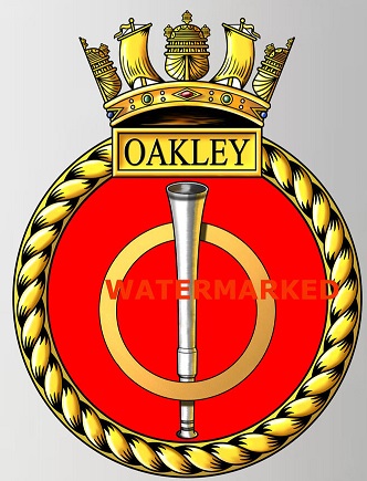 Coat of arms (crest) of the HMS Oakley, Royal Navy