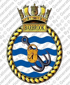 Coat of arms (crest) of the HMS Barbrook, Royal Navy