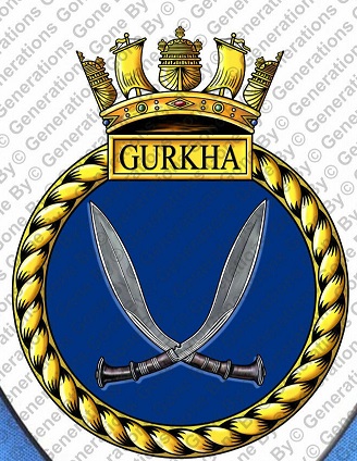 Coat of arms (crest) of the HMS Gurkha, Royal Navy