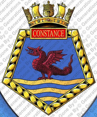 Coat of arms (crest) of the HMS Constance, Royal Navy