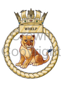 Coat of arms (crest) of the HMS Whelp, Royal Navy