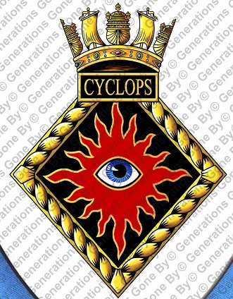 Coat of arms (crest) of the HMS Cyclops, Royal Navy