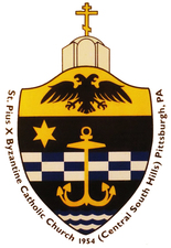Arms (crest) of St. Pius X Byzantine Catholic Church, Pittsburgh