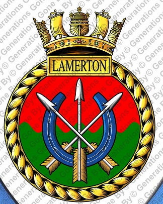 Coat of arms (crest) of the HMS Lamerton, Royal Navy
