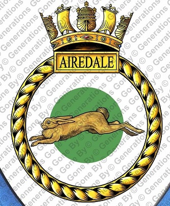 Coat of arms (crest) of the HMS Airedale, Royal Navy