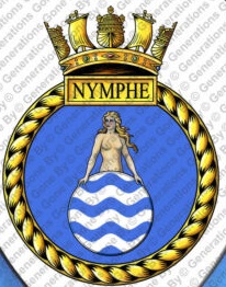 Coat of arms (crest) of the HMS Nymphe, Royal Navy