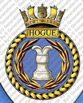 Coat of arms (crest) of the HMS Hogue, Royal Navy