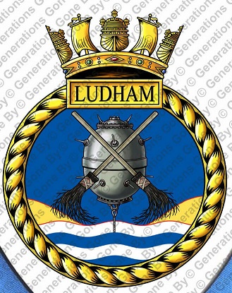 Coat of arms (crest) of the HMS Ludham, Royal Navy
