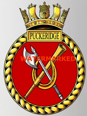 Coat of arms (crest) of the HMS Puckeridge, Royal Navy