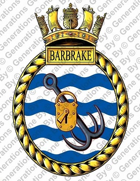 Coat of arms (crest) of the HMS Barbrake, Royal Navy