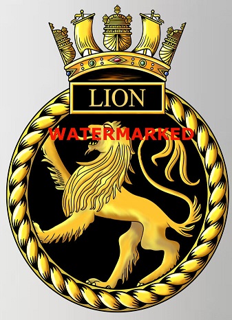 Coat of arms (crest) of the HMS Lion, Royal Navy