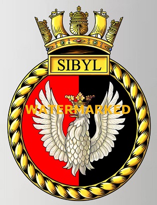 Coat of arms (crest) of the HMS Sibyl, Royal Navy